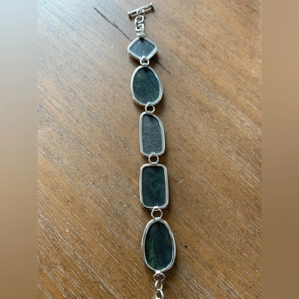 Vintage Sterling Silver and Abalone bracelet 7” - 8” Boho Healing